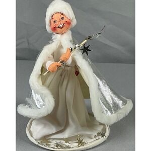 Annalee Angel Doll 1992 Christmas White Silver Cape Star Wand Vintage 7008 USA